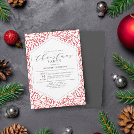 Elegante Weihnachts-Muster Red White Holiday Party Einladung