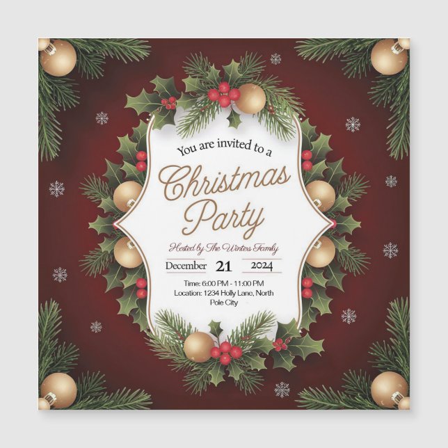 Elegante Weihnachts-Party Einladung (Vorderseite)