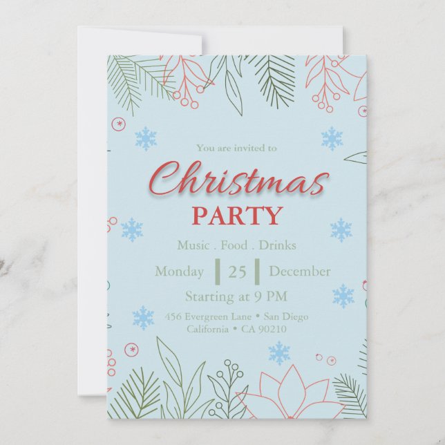 Elegante Weihnachts-Party Einladung (Vorderseite)