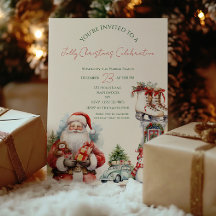 Elegante Weihnachts-Party Einladung in Rot und Grü