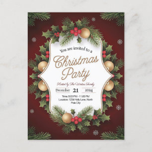 Elegante Weihnachts-Party Einladung Postkarte