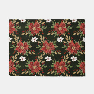 Elegante Weihnachts-Poinsettie auf dunklem Hinterg Fußmatte