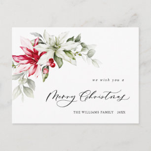 Elegante Weihnachts-Poinsettie-Festtagsgruß Postkarte