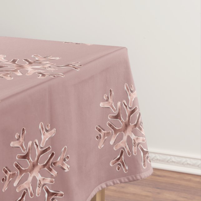 Elegante Weihnachts-Rose Gold Snowflakes Pattern T Tischdecke (Beispiel)