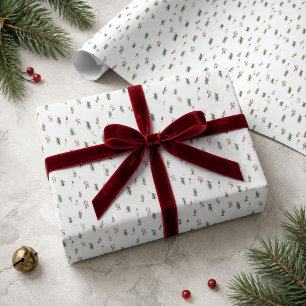 Elegante Weihnachts-Rotbeer-Evergreen-Botanik Geschenkpapier