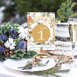 Elegante Weihnachts-Rote Flora-Hochzeit Tischnummer