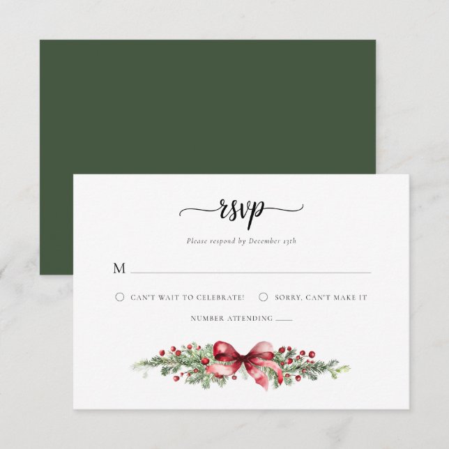 Elegante Weihnachts-RSVP-Karte RSVP Karte (Vorne/Hinten)