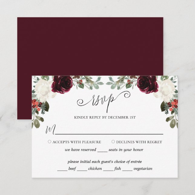 Elegante Weihnachts-RSVP-Karte RSVP Karte (Vorne/Hinten)
