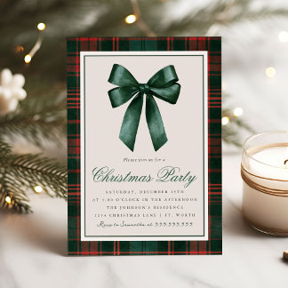 Elegante Weihnachts-Schleife Karo-Weihnachtsfeier Einladung