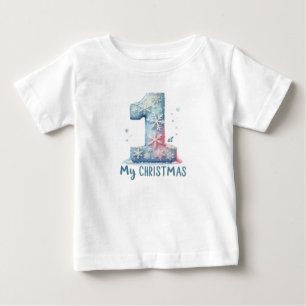 Elegante Weihnachts-Schneeflocke Aquarell Baby T-shirt