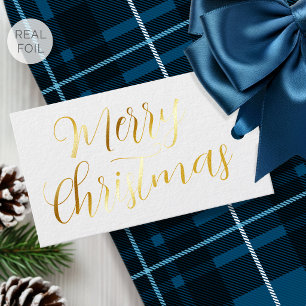 Elegante Weihnachts-Schriftzug in Gold mit individ Geschenkanhänger