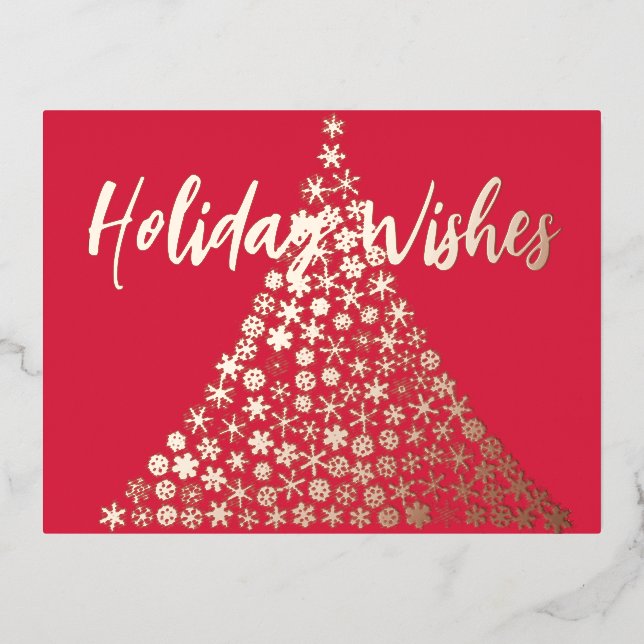 Elegante Weihnachts-Script-Holiday wünscht Postcar Folie Einladungspostkarte (Vorderseite)