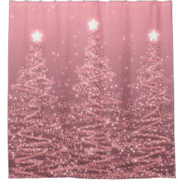 Elegante Weihnachts Sparkling Bäume Rose Gold  Duschvorhang