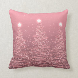 Elegante Weihnachts Sparkling Bäume Rose Gold  Kissen