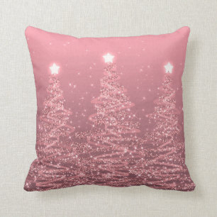 Elegante Weihnachts Sparkling Bäume Rose Gold  Kissen