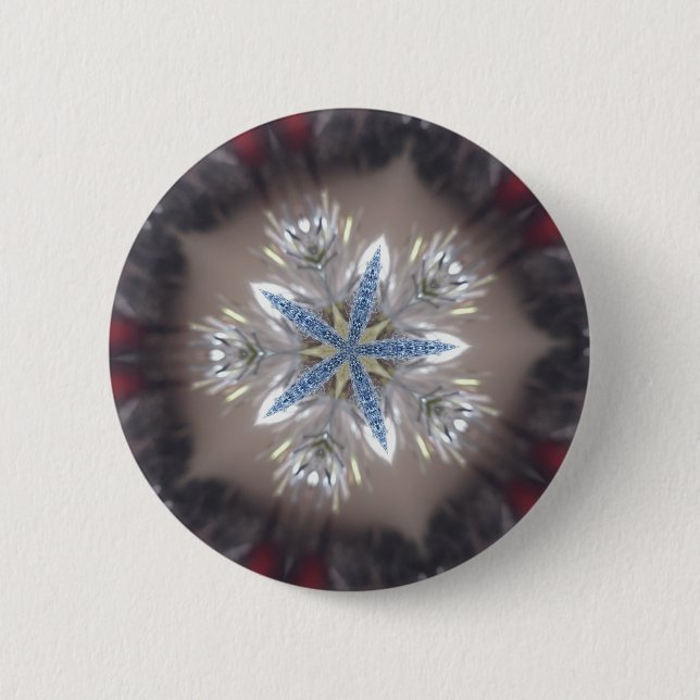 Elegante Weihnachts-Star Shiny Blue White Button (Vorderseite)