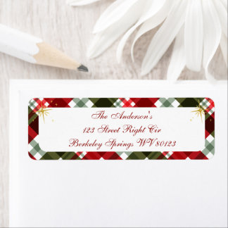 Elegante Weihnachts-Tartan-Karo-Rücksendeadresse