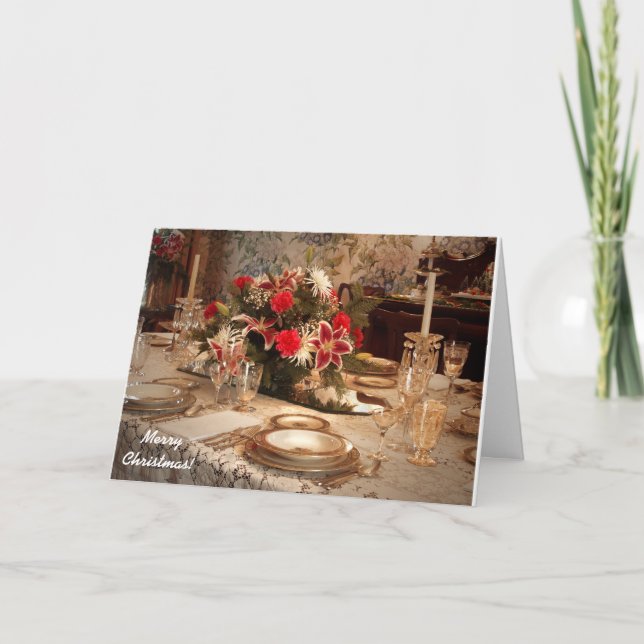 Elegante Weihnachtsabendessen-Karte Feiertagskarte (Vorderseite)
