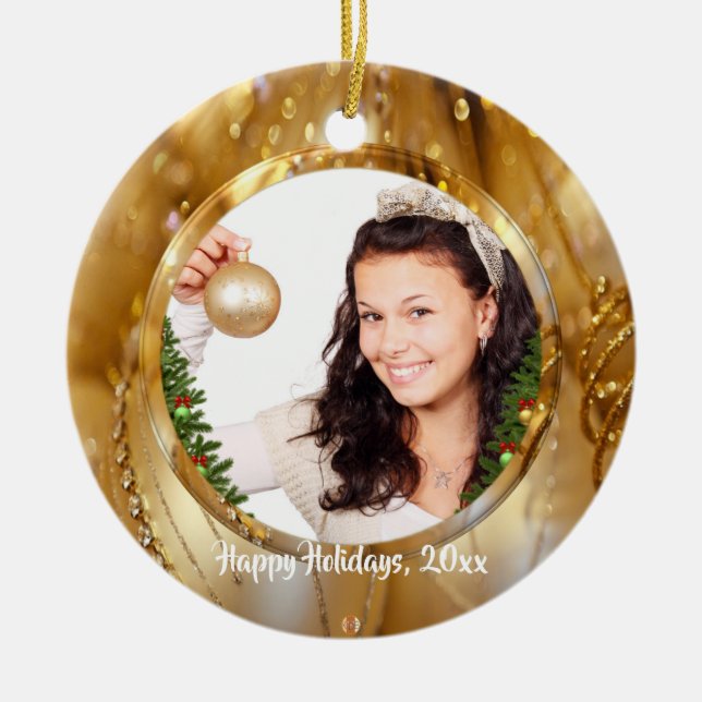 Elegante Weihnachtsball-Verzierung Keramik Ornament (Vorne)