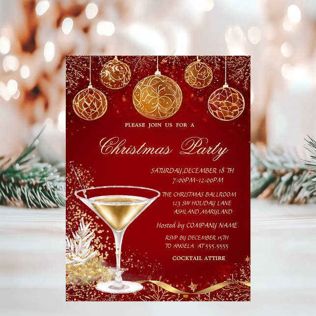 Elegante Weihnachtsbälle, Champagner Rote Gesellsc Einladung (Von Creator hochgeladen)
