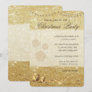 Elegante Weihnachtsbälle, Glitterie, Weihnachts-Pa Einladung