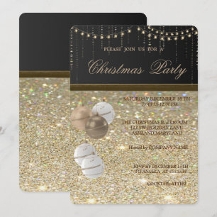 Elegante Weihnachtsbälle, Glitterie, Weihnachts-Pa Einladung