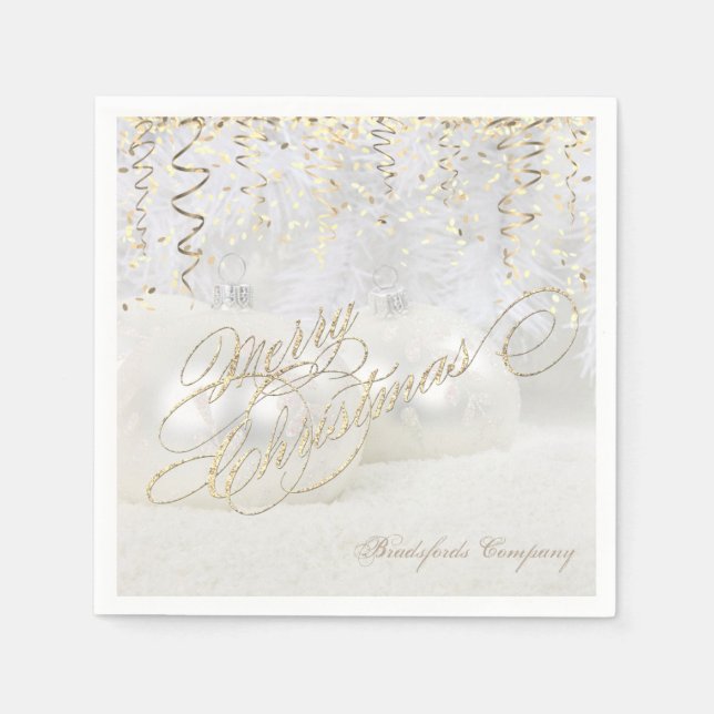 Elegante Weihnachtsbälle, Gold Confetti Serviette (Vorderseite)