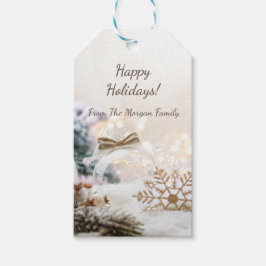 Elegante Weihnachtsbälle, Goldene Schneeflocken Geschenkanhänger