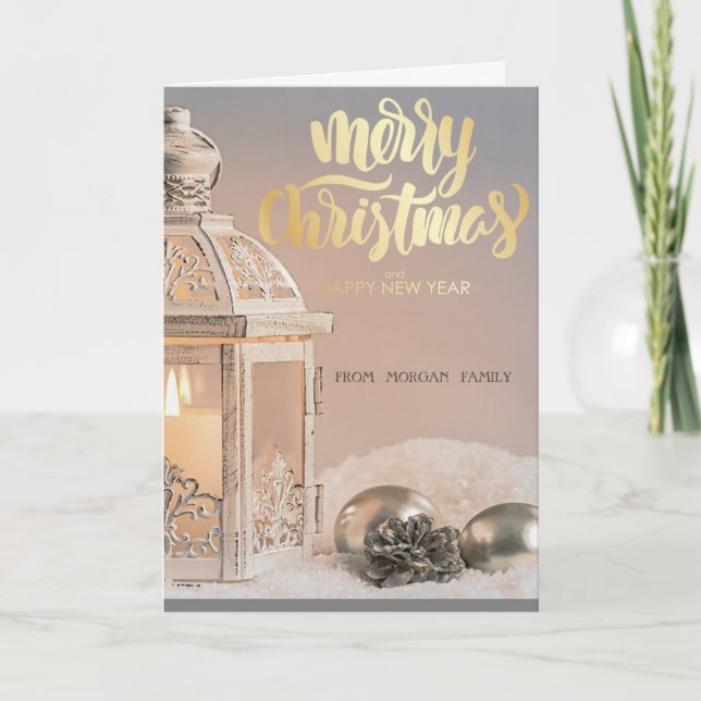 Elegante Weihnachtsbälle, Lantern Feiertagskarte (Vorderseite)