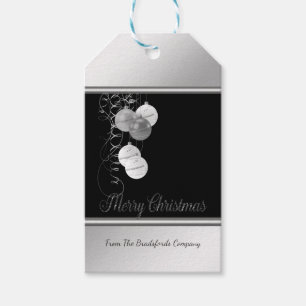 Elegante Weihnachtsbälle, Silber, Schwarze Firma Geschenkanhänger