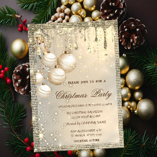 Elegante Weihnachtsbälle Tropfen Gold Weihnachten  Einladung