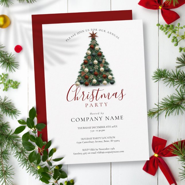 Elegante Weihnachtsbaum Corporate Holiday Party Einladung (Elegant Christmas Tree Corporate Holiday Party Invitation)