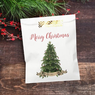 Elegante Weihnachtsbaum-Familienname-Geschenktüte Geschenktütchen