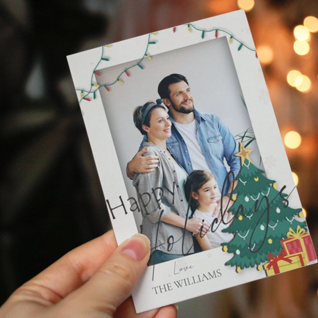 Elegante Weihnachtsbaum Foto Happy Holidays Postkarte (Von Creator hochgeladen)