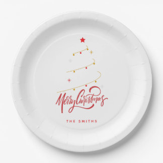 Elegante Weihnachtsbaum-Typografie-Schrift  Pappteller