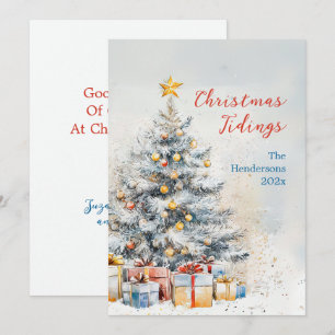 Elegante Weihnachtsbaum Vintag Flat Holiday Card Feiertagskarte