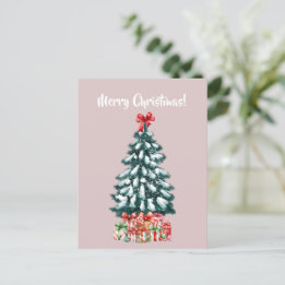 Elegante Weihnachtsbaum-Weihnachtskarte im Schnee Postkarte
