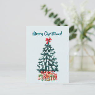 Elegante Weihnachtsbaum-Weihnachtskarte im Schnee Postkarte