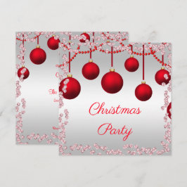 Elegante Weihnachtsbaumchen, Perlen & Diamanten Einladung