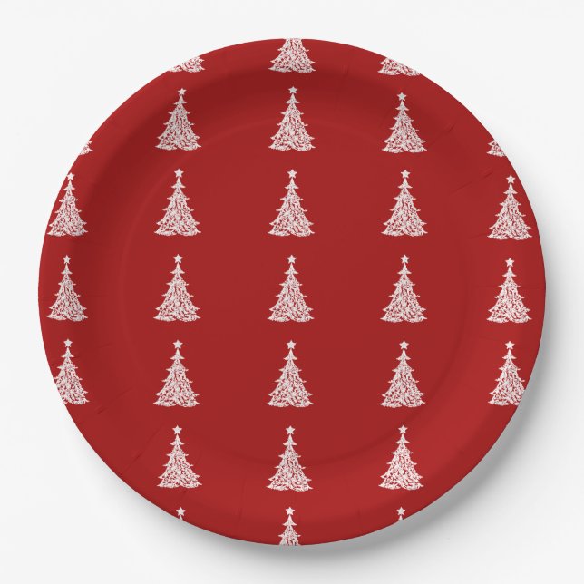 Elegante Weihnachtsbaumdekoration Pappteller (Vorderseite)