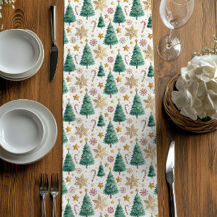 Elegante Weihnachtsbäume Minimalistischer Tischläu Mittelgroßer Tischläufer