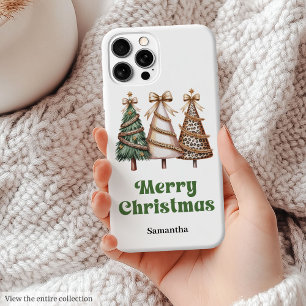 Elegante Weihnachtsbäume Wasserfarbe Leopard  Case-Mate iPhone Hülle