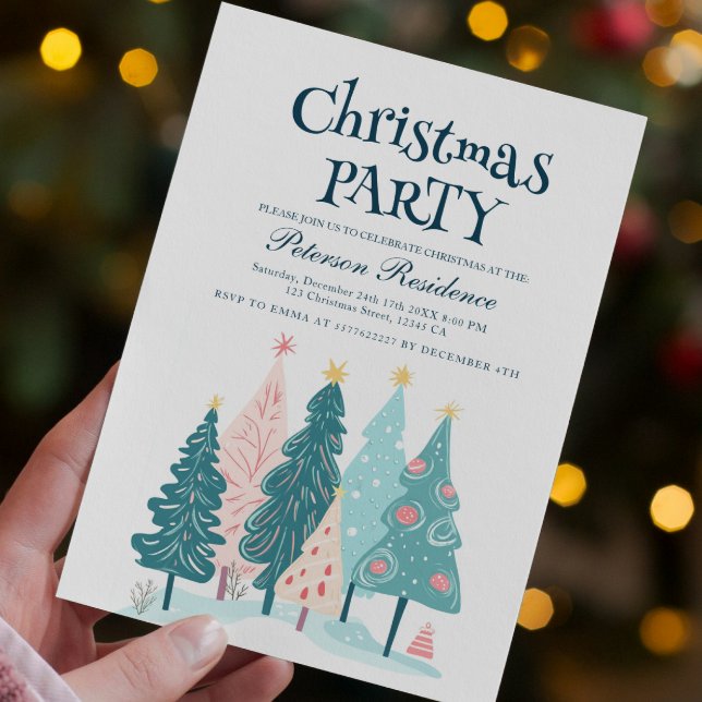 Elegante Weihnachtsbäume Zeichnend Weihnachtsfest Einladung (Von Creator hochgeladen)