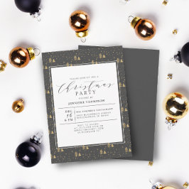 Elegante Weihnachtsbaumen Gray & Gold Feiertage Pa Einladung