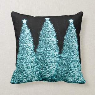 Elegante Weihnachtsbaumen Türkis Kissen