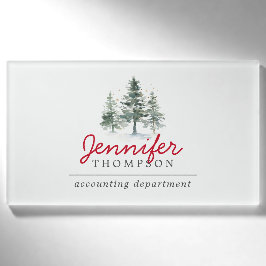 Elegante Weihnachtsbaumen Woods Holiday Party Namenschild