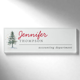 Elegante Weihnachtsbaumen Woods Holiday Party Namenschild