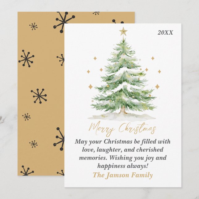 Elegante Weihnachtsbaumkarte Feiertagskarte (Vorne/Hinten)