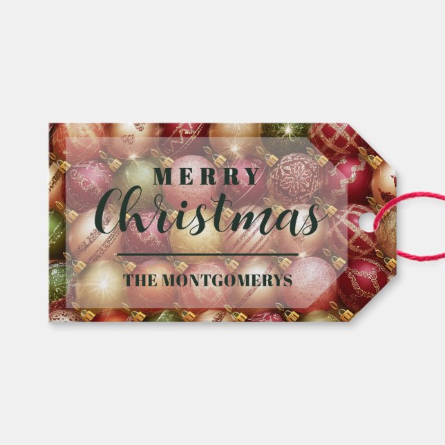 Elegante Weihnachtsbaumkugeln Urlaub Geschenkanhänger (Vorderseite (Horizontal))