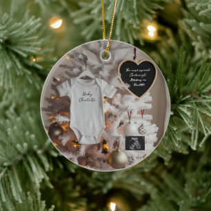 Elegante Weihnachtsbaumschwangerschaftsankündigung Keramik Ornament